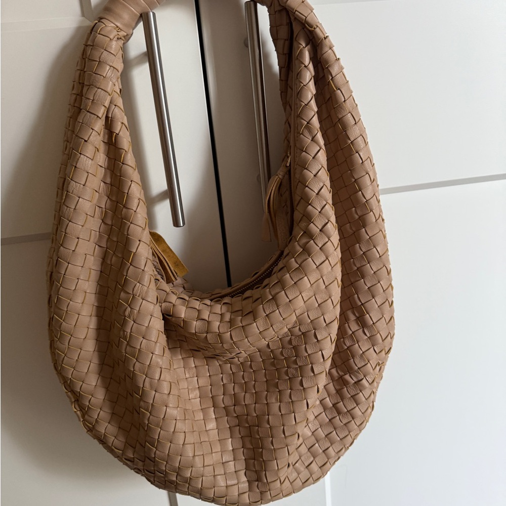 Cleobella Beige Woven Hobo Bag